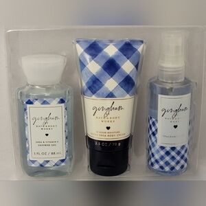 NWOT Bath & Body Works Gingham Blue Trio Travel Set
